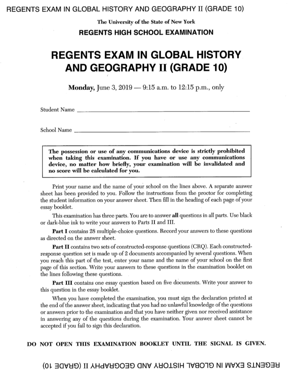 Global History And Geography Regents Conversion Chart